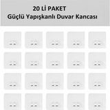 Sevora Home 20 Li Güçlü Kendinden Yapışkanlı Kancalar Köşe Rafı Banyo Rafı Duş Rafı Kancası, Su Geçirmez Askı