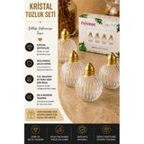 Sevora Home 4'lü Kristal Gold Cam Tuzluk Biberlik Seti Dekoratif Mutfak Baharatlık