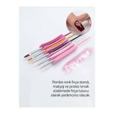 SEVRU Fırça Standı 5 Bölmeli Nail Art Fırça Ve Kalem Tutucu Pembe Yıka Tekrar Kullan
