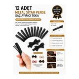 SEVRU Toka Metal Alüminyum Saç Pensi - Kuaför Klips, Toka, Makyaj Saç Tutucu 12 Adet