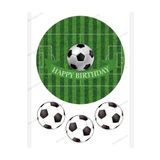sevvom Yenilebilir Kağıt Futbol Sahası Resimli Happy Birthday Yazılı Pasta Üzeri Şeker Kağıt Baskısı