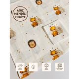 Sevza Kids Çok Amaçlı Müslin Örtü & Battaniye, Ağız Mendili Hediyeli, %100 Pamuk - Bej - Kahverengi