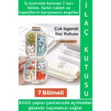 Seyahat Çanta Boy Tablet Kapsül Karışımı Önleyen Kilitli 7 Izgara Bölmeli Pratik İlaç Saklama Kutusu