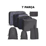 Seyahat Organizatör Bavul Ambalaj Seti Saklama Kutuları, Hurcu, Taşınabil Bagaj 7 Parça Siyah