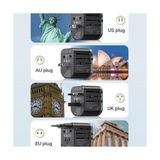 Seyahat Priz Dönüştürücü Adaptör, 25W Şarj Cihazı, 1x USB Girişi, 2x Type-C Girişi, Uluslararası Güç Adaptörü, Us, Uk, Eu, Au Evrensel Uyum - standart