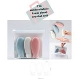Seyahat Seti Renkli Şişe 3'lü Seyahat Şişe Seti Seyahat Çantası ile Birlikte Seyahat Boy