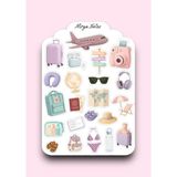 Seyahat Temalı Sticker - Etiket - Çıkartma Bullet Journal, Ajanda, Planner, Günlük Için Uygun Set