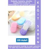 Seyahat Tipi Kamp Outdoor Okul Ofis Hafif Suda Kolay Çözünen Sabunluk Tasarımlı Kağıt Sabun 20 Adet