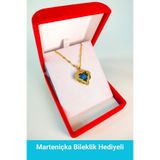 SeyCey.co Lüx Kadife Kutuda | Zirkon Taşlı Kalp Kolye Mavi | Anneler Günü Hediyesi | Kadın
