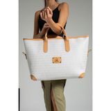 Seyehat Spor Çantası Suni Deri Kabin Boy Valiz 45*35 cm El Valizi Vegan Deri Unisex Shopping Bag - Beyaz