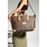 Seyehat Spor Çantası Suni Deri Kabin Boy Valiz 45*35 cm El Valizi Vegan Deri Unisex Shopping Bag - Kahverengi