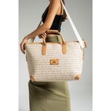 Seyehat Spor Çantası Suni Deri Kabin Boy Valiz 45*35 cm El Valizi Vegan Deri Unisex Shopping Bag - Krem