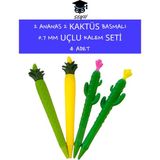 Seyfi Kırtasiye 0.7 Basmalı Kalem Seti 2 Ananas 2 Kaktüs 4 Adet - standart - Çok Renkli