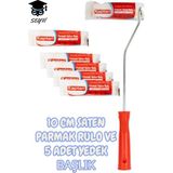 Seyfi Kırtasiye 10 cm Saten Parmak Rulo ve 5 Adet Yedek Başlık - standart - Renkli