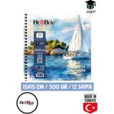 Seyfi Kırtasiye 15X15 Sulu Boya Eskiz Kara Kalem Çizim Defteri 300 gr Telli 12 Sayfa Herboy - Beyaz