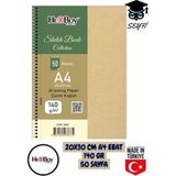 Seyfi Kırtasiye 20X30 cm A4 Eskiz Kara Kalem Çizim Defteri 140 gr Telli 50 Sayfa Herboy - Beyaz