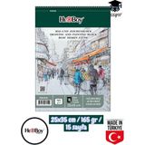 Seyfi Kırtasiye 25X35 cm Eskiz Kara Kalem Çizim Defteri 165 gr Telli 15 Sayfa Herboy - Beyaz