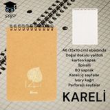 Seyfi Kırtasiye A6 (10X15 Cm) Kareli 80 Yaprak Üstten Telli Defter Karton Kapak Krem Renk Kağıt 1. Hamur Not Defteri - Renkli - standart