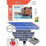 Seyfi Kırtasiye Karakalem Çizim Seti 35X50 120 gr Defter 20 Sayfa 10 Renkli 10 Beyaz Kağıt Hb-2b-3b-5b-6b Kalem - diğer - Çok Renkli