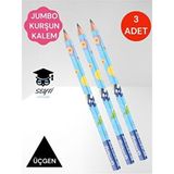 Seyfi Kırtasiye Pelikan Jumbo Üçgen Kurşun Kalem 3 Adet Hayvan Desenli Renkli Başlangıç Kalemi B Derece