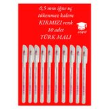SEYFİKİRTASİYE 0.5 Mm Iğne Uç Kırmızı Tükenmez Kalem 10 Adet Yeni Seri Yeni Üretim Türk Malı Pensan 2305 Kırmızı