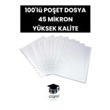 SEYFİKİRTASİYE 100 Adet Şeffaf Poşet Dosya 45 Mikron Föy Dosya 100'lü Paket