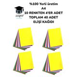 SEYFİKİRTASİYE %100 Yerli üretim A4 10 RENKTEN 4'ER ADET TOPLAM 40 ADET ELİŞİ KAĞIDI