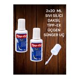 SEYFİKİRTASİYE 2 ADET 20 ML DAKSİL SIVI SİLİCİ SÜNGER ÜÇGEN UÇ TİPP-EX
