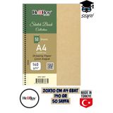 SEYFİKİRTASİYE 20X30 CM A4 eskiz kara kalem çizim defteri 140 gr TELLİ 50 sayfa HERBOY