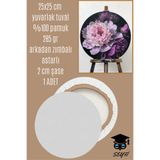 SEYFİKİRTASİYE 25X25 CM yuvarlak tuval %100 pamuk 285 gr arkadan zımbalı astarlı 2 cm şase 1 ADET