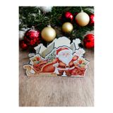 SEYFİKİRTASİYE 4 Bölmeli Ahşap Masaüstü Kalemlik, Noel Baba Temalı, 8x13x23 cm