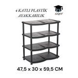 SEYFİKİRTASİYE 4 Katlı Siyah Ayakkabılık Plastik, 47,5 x 30 x 59,5 cm