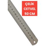SEYFİKİRTASİYE 50 CM ÇELİK CETVEL METRE PASLANMAZ