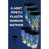 SEYFİKİRTASİYE 6 Adet Pipetli Plastik Bardak, Batman, Doğum Günü Parti Piknik