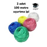 SEYFİKİRTASİYE çok amaçlı plastik kopmaz uçurtma ipi çamaşır ipi 100 metre 2 adet karışık renk
