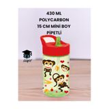 SEYFİKİRTASİYE Desenli Pipetli Matara, 430 ml, Polykarbon, Çocuk Okul Suluk