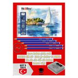 SEYFİKİRTASİYE kara kalem çizim seti 20X30 CM A4 300 gr defter 12 SAYFA hb-2b-3b-5b-6b kalem hamur silgi herboy