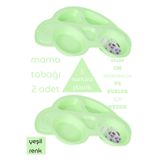 SEYFİKİRTASİYE Mama Tabağı 2 Adet, 17x30 cm, Yeşil, Mikrodalga ve Buzluk İçin Uygun, 5 Numara Plastik