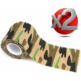 Seyhan Askeri Malzeme 2 Adet Kamuflaj Bant 5cm X4,5mt Su Geçirmez Elastik Bandaj-No:6 - Standart