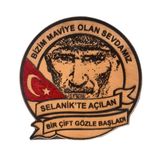 Seyhan Askeri Malzeme ATATÜRK Deri PEÇ BİZİM MAVİYE OLAN SEVDAMIZ- Arma - Kırmızı Bayrak MAvi Göz