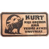 Seyhan Askeri Malzeme Kurt Kışı Geçirir Ama Yediği Ayazı Unutmaz -Dikdörtgen Deri Peç - Arma - Wolf Leather Patch - Standart - Krem