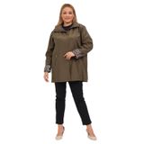 SEYHAN BÜYÜK BEDEN KADIN MEVSİMLİK ASTARLI KISA POLYESTER TRENÇKOT Haki 60