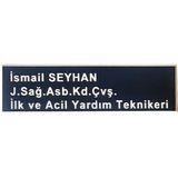 Seyhan Yaka Isimliği - Arkası Iğneli - Sağlık Personeli Isimliği - Standart - Siyah