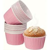 Şeylişeyler - 50 Adet Muffin Kek Kapsülü Kraft Pembe Cupcake Kalıbı Kağıdı Pişirme Kabı Açık Pembe