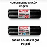 Şeylişeyler - Floppy Endüstriyel Jumbo Siyah Çöp Torbası 80X110 Cm 800 Gr 10'Lu 1 Paket