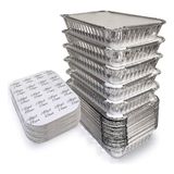 ŞEYLİŞEYLER Şeylişeyler - Alüminyum Dikdörtgen Sütlaç ve Yemek Kabı 1000 gr + Kapaklı Set - (100 Adet)