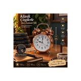 seymen bıçakçılık 17 cm Kurmalı Masa Saati Klasik Retro Dekoratif Çalar Saat Nostaljik Metal Görünümlü Ev Ofis Salon Yatak Odası Masa Saati
