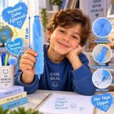 Seymen Bıçakçılık 19 cm Tüylü Kalem Sevimli Peluş Kalem Çocuk Öğrenci Kırtasiye Kalemi Hediyelik - 10M-Mavi