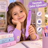 Seymen Bıçakçılık 26 cm Tüylü Kalem Sevimli Peluş Kalem Çocuk Öğrenci Kırtasiye Kalemi Hediyelik - Açk Mor