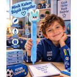 Seymen Bıçakçılık 35 cm Tüylü Peluş Kalem Tavşan Figürlü Sevimli Kalem Çocuk Öğrenci Kırtasiye Kalemi Hediyelik - 10M-Mavi